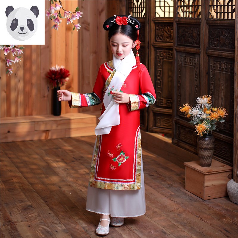 儿童古装清朝格格服装女童舞蹈公主贵妃宫廷满族旗服舞台表演出服