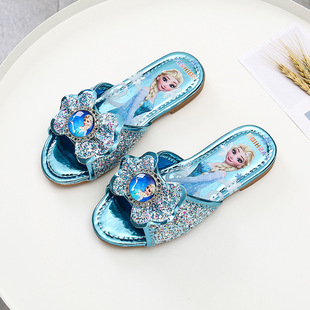 艾莎凉拖鞋儿童2024夏季新款爱莎公主居家鞋子女童外穿平底鞋Elsa
