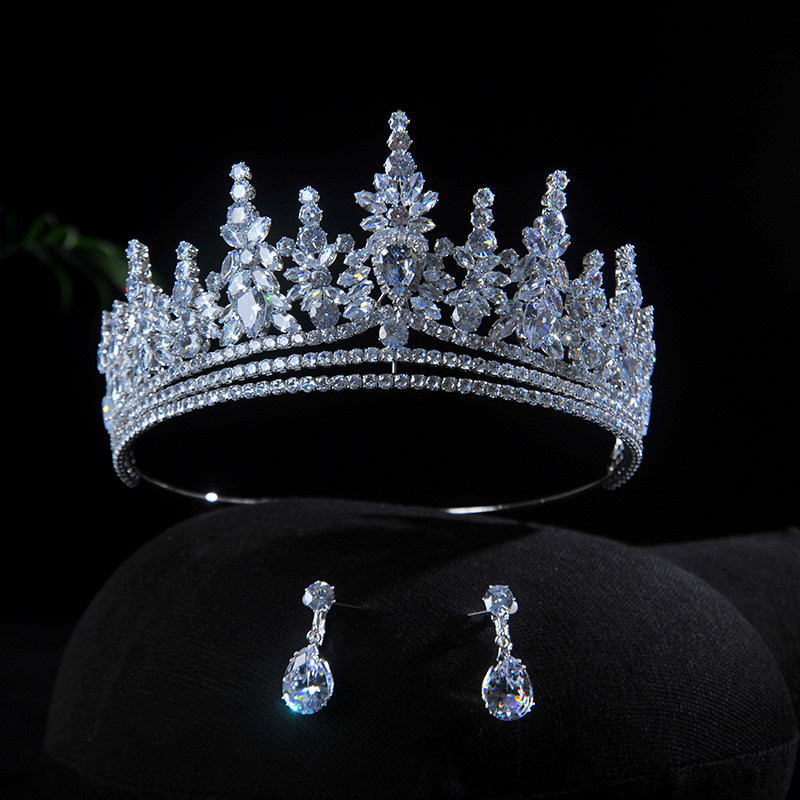 韩式奢华锆石新娘结婚皇冠婚礼白纱公主冠旅拍跟妆造型女王冠配饰