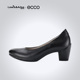 ECCO爱步女鞋浅口粗跟单鞋商务正装通勤小皮鞋雕塑230203海外现货
