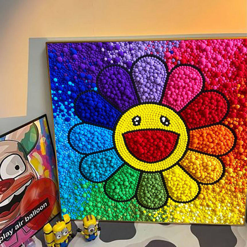 生日礼物送女生男朋友村上隆太阳花diy毛球画手工制作解压粘贴画