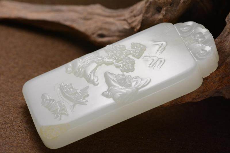 海派玉雕大师张良作品 新疆和田籽料 满载而归 规整牌形 102克