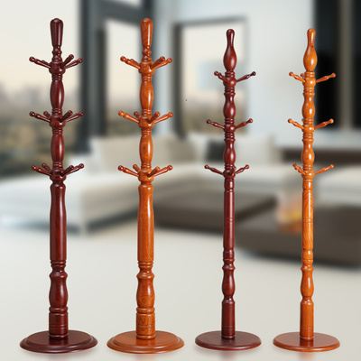 正品简约实木衣帽架落地式挂衣架现代卧室家用衣服架单杆立式组装