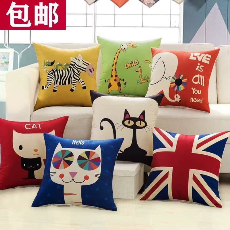 正方形沙发四方小抱枕头睡觉枕套儿童靠垫
