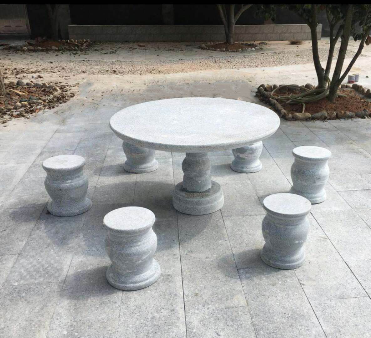 石凳子户外庭院石桌花园室外仿古一套摆件天然大理石新款家用院子