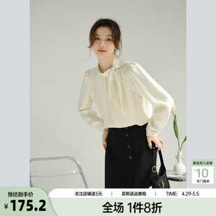 奈格薇儿小个子蝴蝶结衬衫女春秋2024新款韩系气质休闲百搭上衣