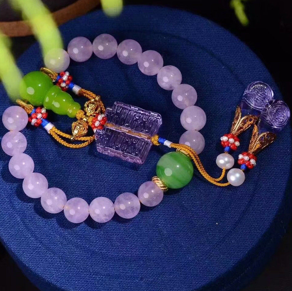 如懿清宫十八子手串天然紫水晶宫廷手链琉璃配饰手链