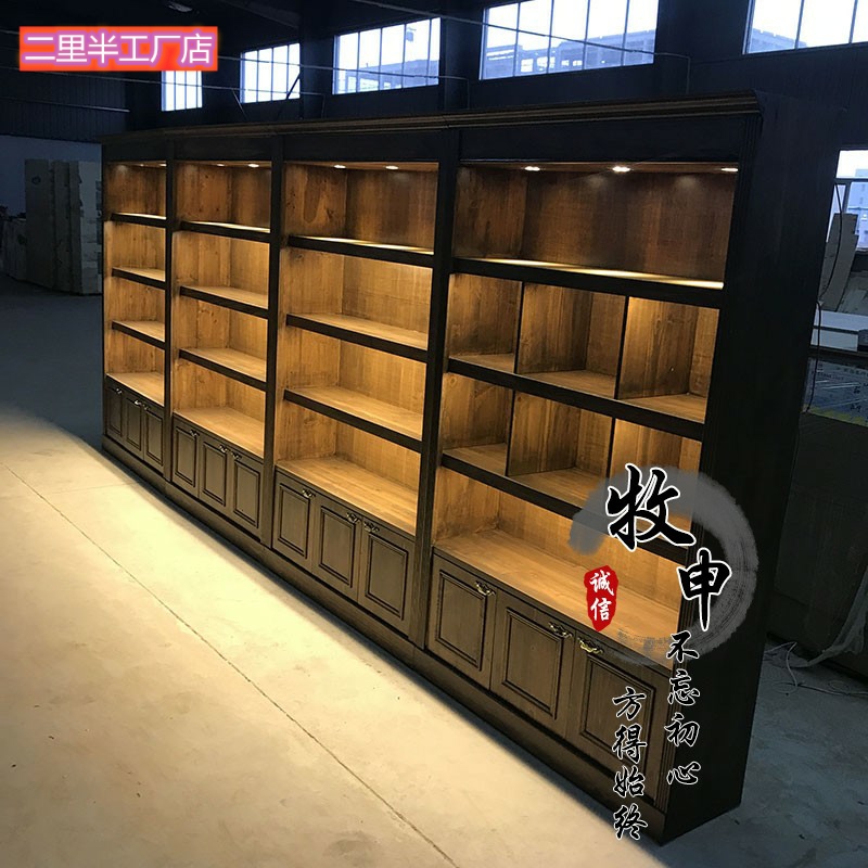 复古展示烤漆精品鞋子陈列柜子产品怀旧木质货架展柜包包展示货架