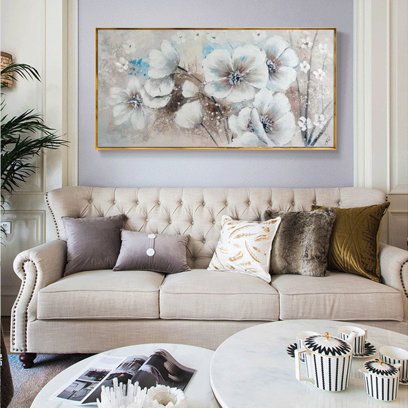 纯手绘油画客厅古典装饰画沙发背景墙挂画大幅横版新