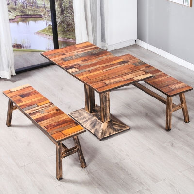 快餐店z桌椅组合铁艺砂锅板凳套装主题餐厅商用奶茶店饭店烧烤桌