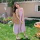 紫色小个子无袖连衣裙女2025年夏季新款韩系海边度假风超仙背心裙
