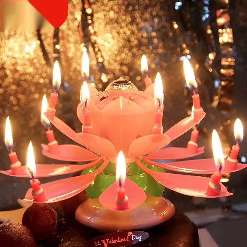蛋糕蜡烛焰火_生日蜡烛网红生日音乐浪漫创意莲花焰火开荷花喷焰花