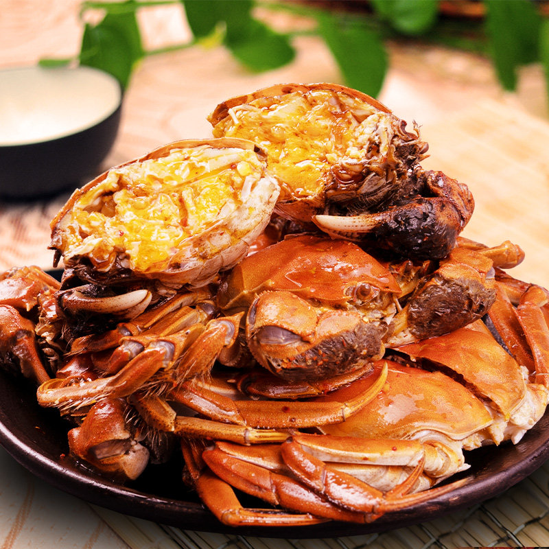 香辣切蟹六月黄蟹500g盒装零食海鲜即食小螃蟹熟食麻辣