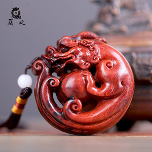 貔貅抱球手把件 印度小叶紫檀木纯手工雕刻文玩把玩物件男士随身