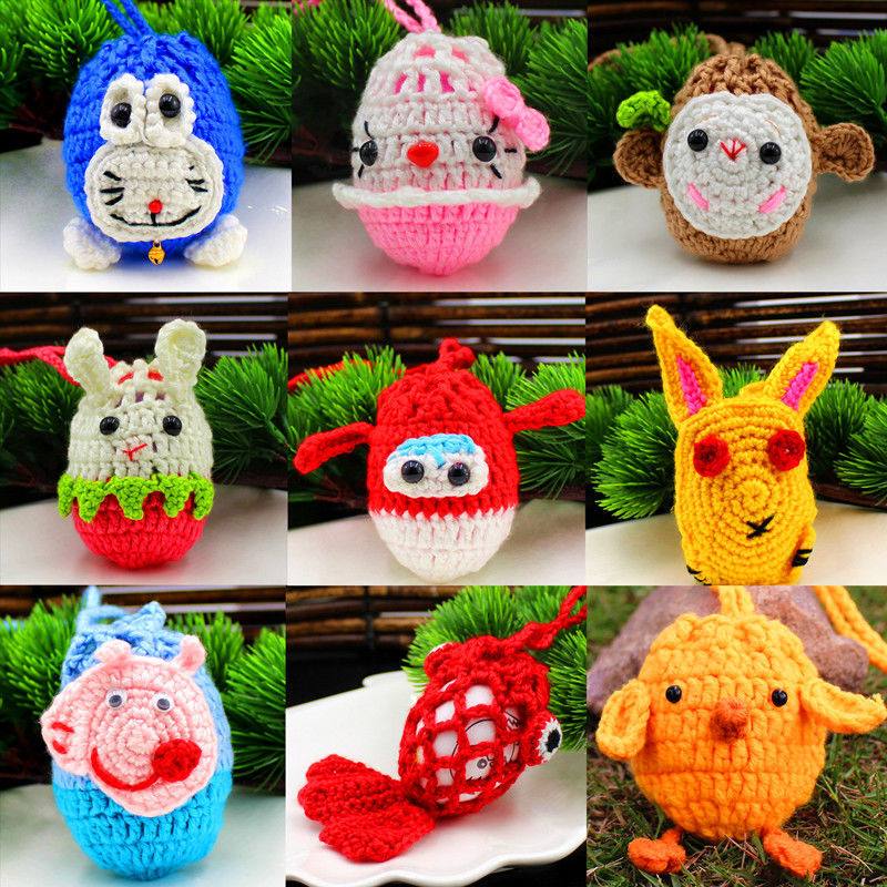 小鸡蛋袋兜蛋网立夏端午节幼儿园儿童蛋袋手工编织毛线挂脖成品