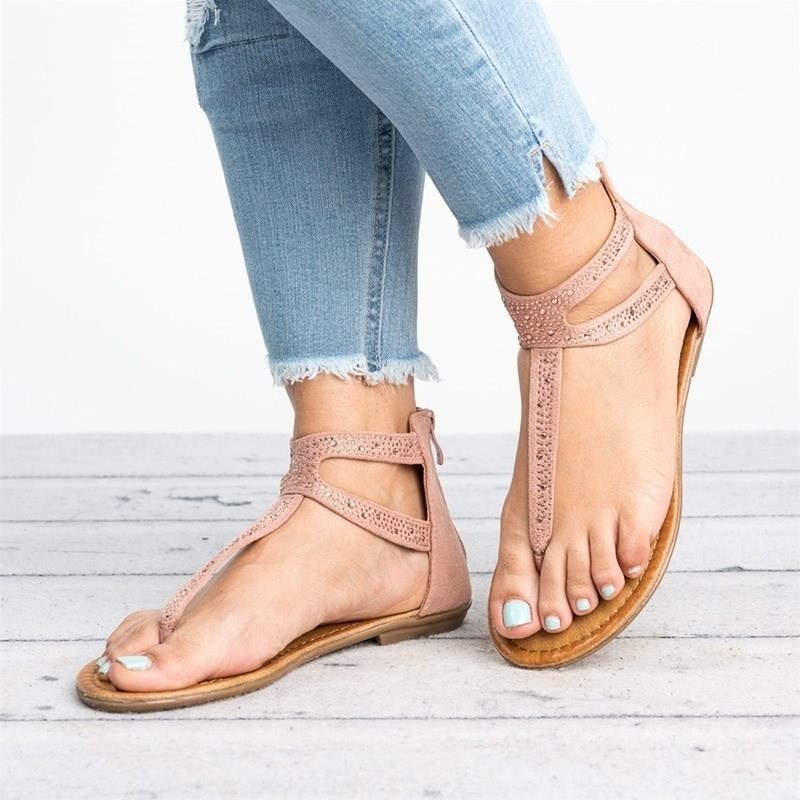 Open Toe Flat Sandals Women's Large Size Rhinestones在类目 女鞋, 拖鞋中 - 来自Buy2taobao.com提供专业的淘宝代购服务