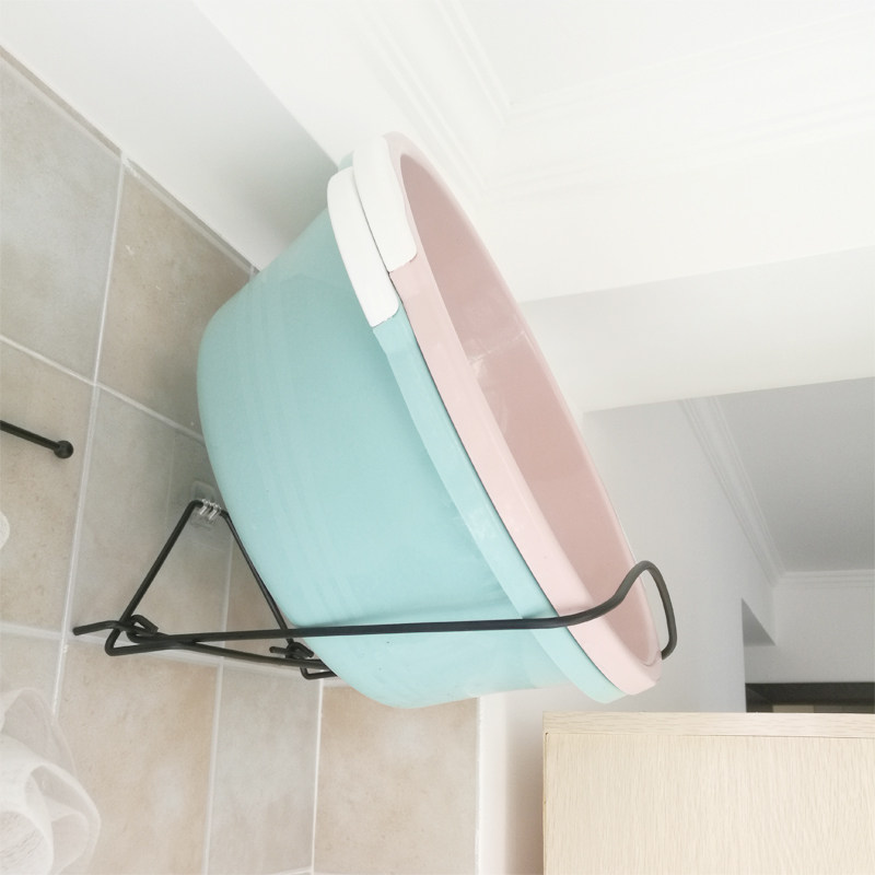 免打孔寝室卫生间壁挂简易折叠塑料盆脸盆架宿舍盆收纳多功能包邮_5折