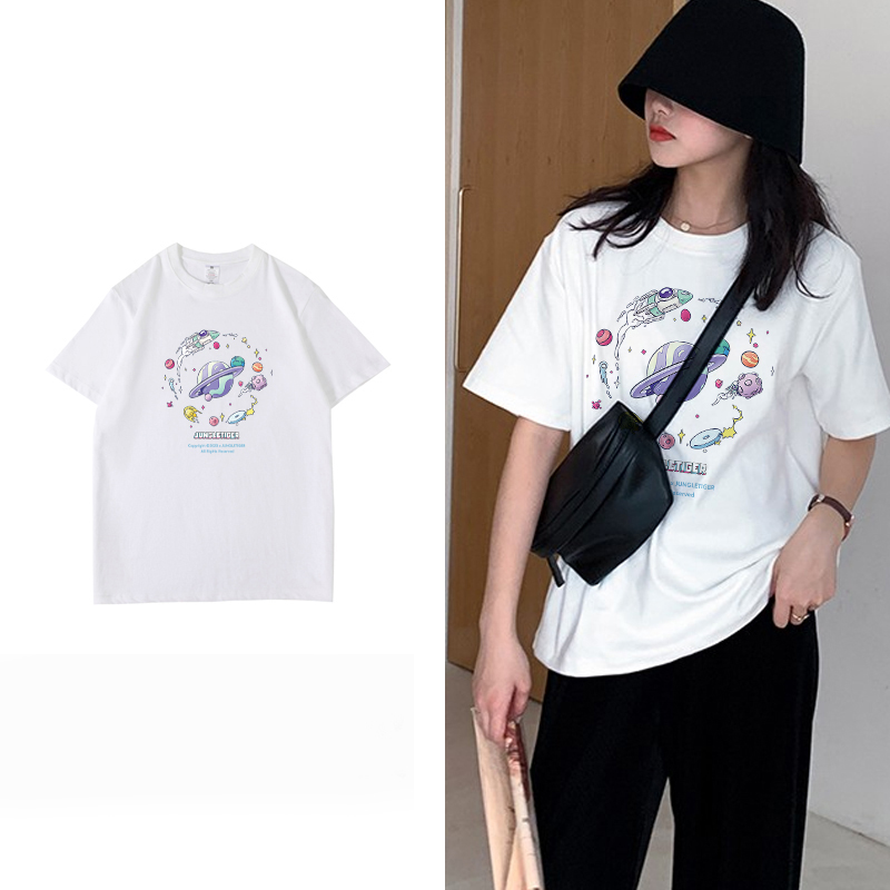 Short sleeved T-shirt men and women Couples dress Trend Harbor Wind Korean Edition Easy leisure time half sleeve T-shirt ins Super fire jacket PPin the Men's clothing, T-shirt category - from Buy2taobao.com to provide professional Taobao agent buy service