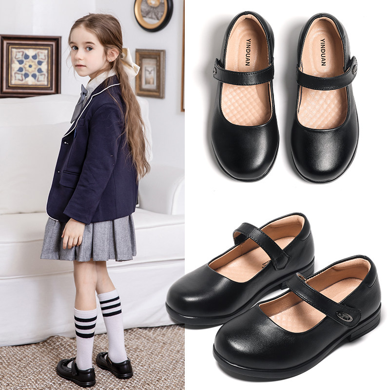女童黑色小皮鞋春秋真皮软底单鞋小女孩英伦公主鞋儿童学生演出鞋