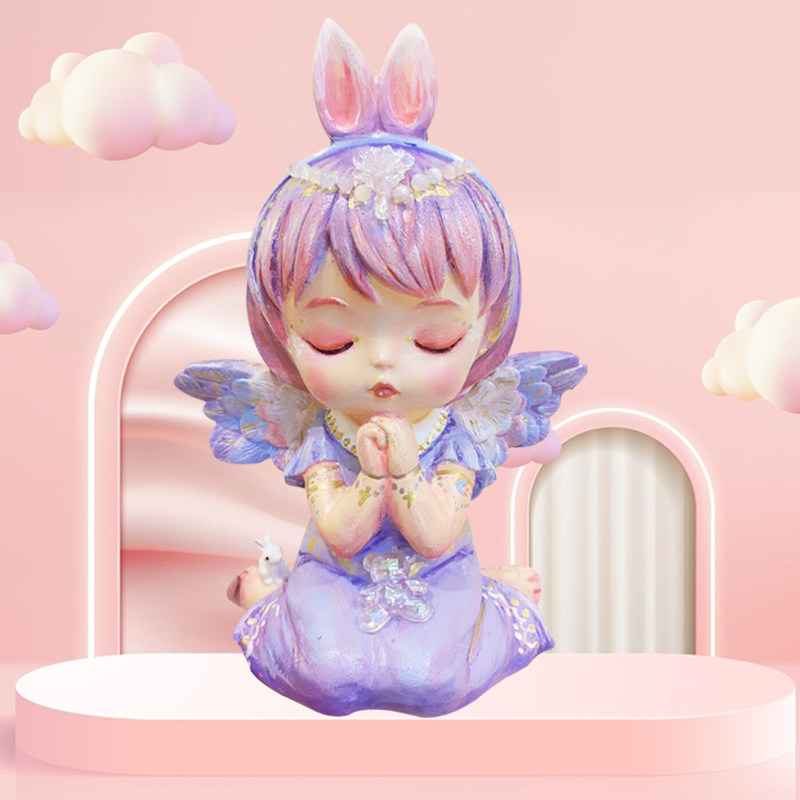 儿童diy非石膏娃娃白坯彩绘安妮天使玩偶涂色搪胶存钱罐玩具白胚