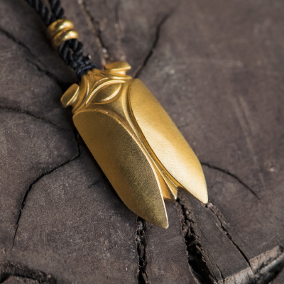 金米黄金金蝉吊坠 男士黄金吊坠 男款 纯金 足金999 一鸣惊人挂件_双