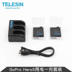 TELESIN电池gopro5 hero4/3 双充套装黑狗银狗充电器运动相机配件