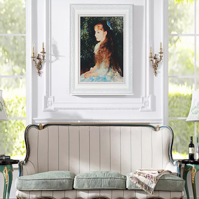 少女伊莲 雷诺阿油画印刷仿制客厅卧室玄关人物装饰画挂画欧式画