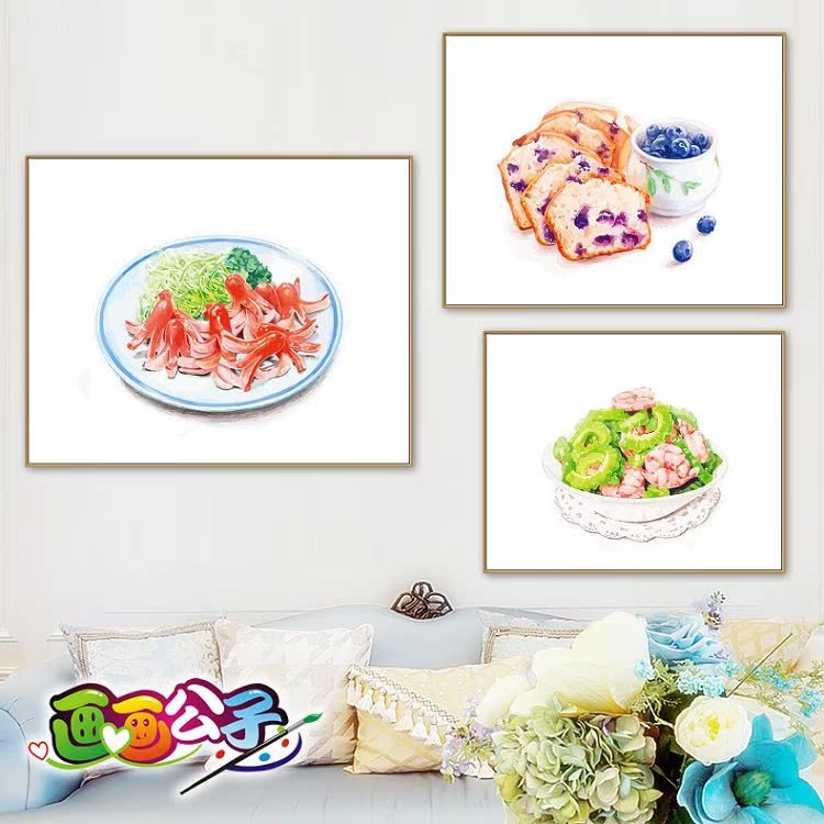 画画公子数字油画美味食物厨房挂画DIY手绘装饰画餐厅儿童水彩|ruв категории Домашний быт, декоративная живопись, DIY/цифровой живописи - от Buy2taobao.com для оказания профессиональной услуги покупки агента Taobao