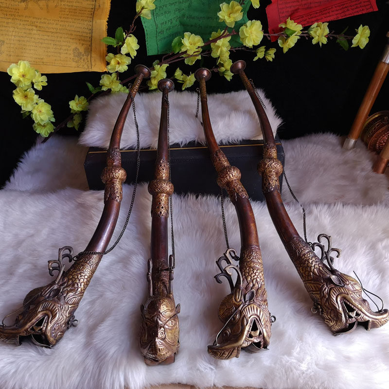 藏族特色特色龙龙头号角藏传佛教唢呐喇叭铜法号收藏其他