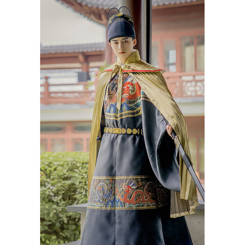 布许2021年原创明制汉服锦衣卫飞鱼服配饰披风东厂护卫斗篷古风男