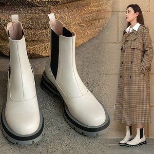 牛皮单靴时尚圆头短靴图片