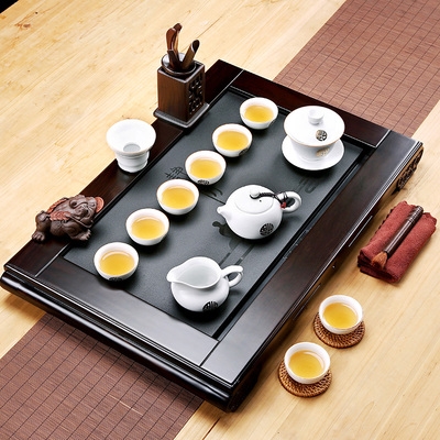 友尚整套乌金石茶盘茶具套装紫砂功夫茶具家用黑檀木实木茶盘茶台