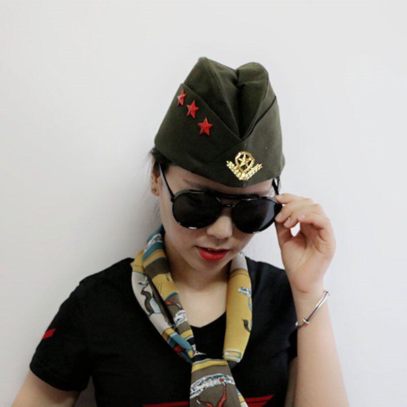 热款贝雷帽水兵舞男女船型帽广场舞演出红色帆布俄罗斯军帽新款通