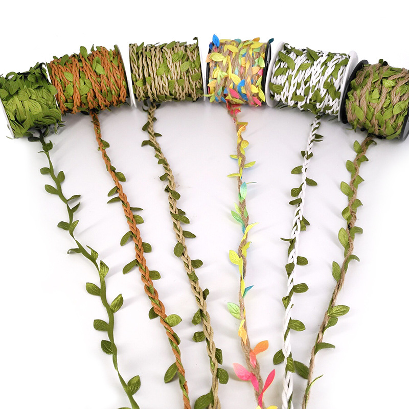 5毫米麻绳子树叶混织森林系列麻绳清新装饰麻绳绳子DIY背景藤条