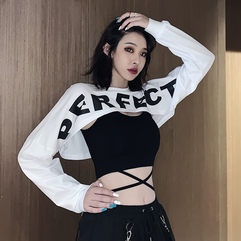 韩版现代爵士舞蹈服女团演出服性感炸街jazz套装dj领舞服跳舞衣服