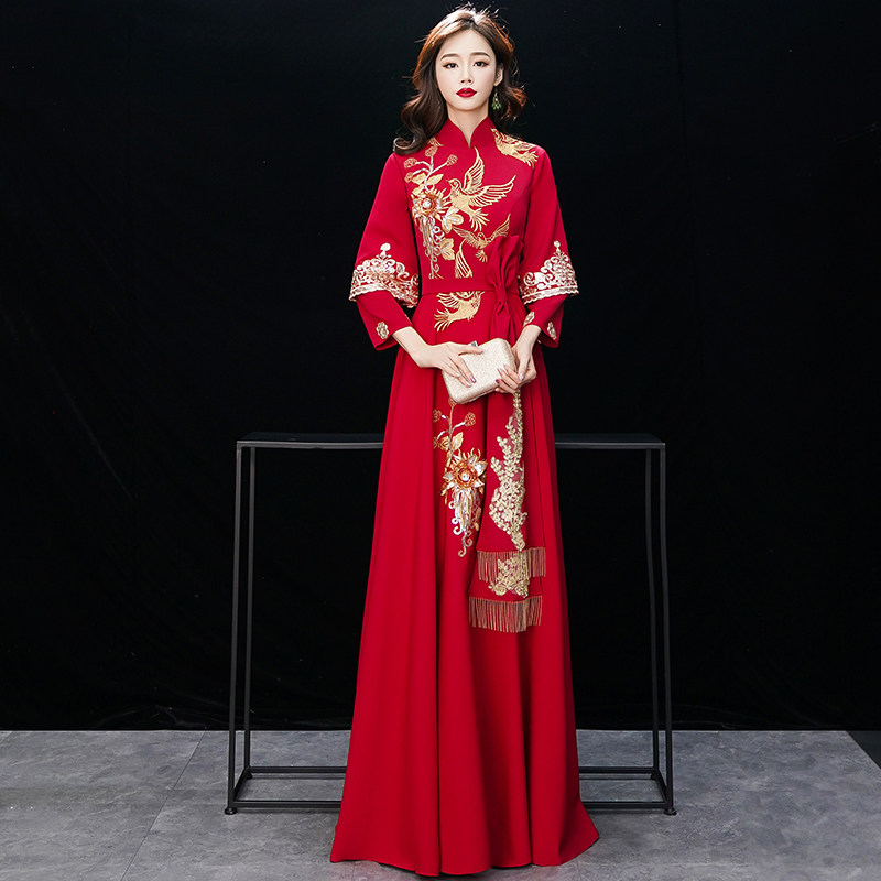 敬酒服新娘春2019结婚礼服现代夏款红色中式答谢宴连衣裙平时穿女