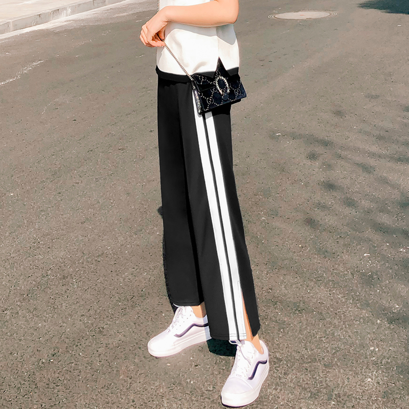 坠感阔腿裤女春夏韩版高腰显瘦直筒休闲裤九分垂感宽松裤子学生