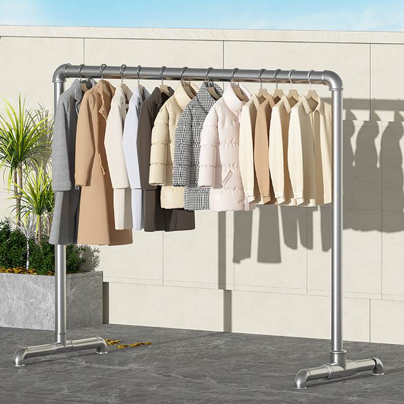 钢管晾衣架家用挂衣阳台卧室室内落地简易折叠凉衣服杆晒被子神器