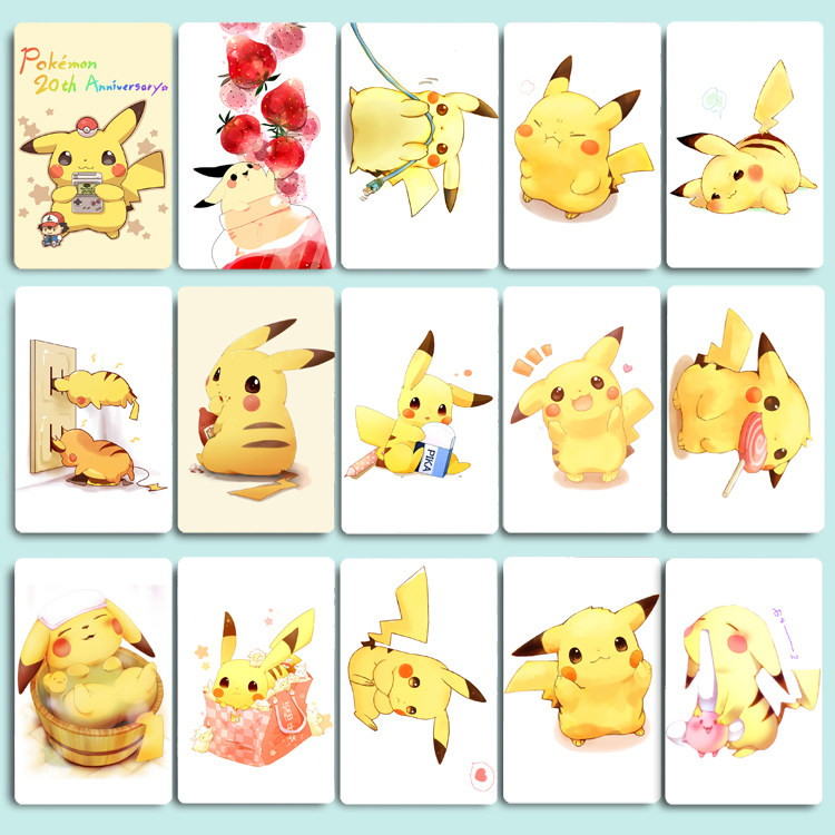 宝可梦水晶磨砂卡贴防水加厚贴纸 皮卡丘饭卡公交卡贴 两套送铁盒