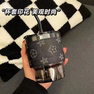 ins高颜值喝水杯子吸管杯新款轻奢玻璃杯便携式小众学生女咖啡杯