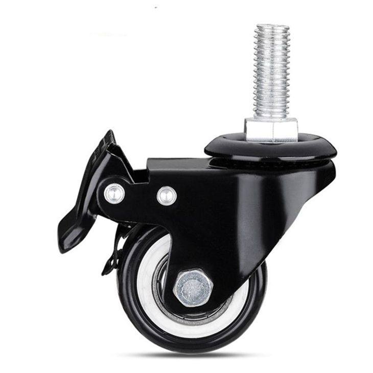 万向轮子带刹车承重轮弹力橡胶静音轮脚轮底座轮转向轮