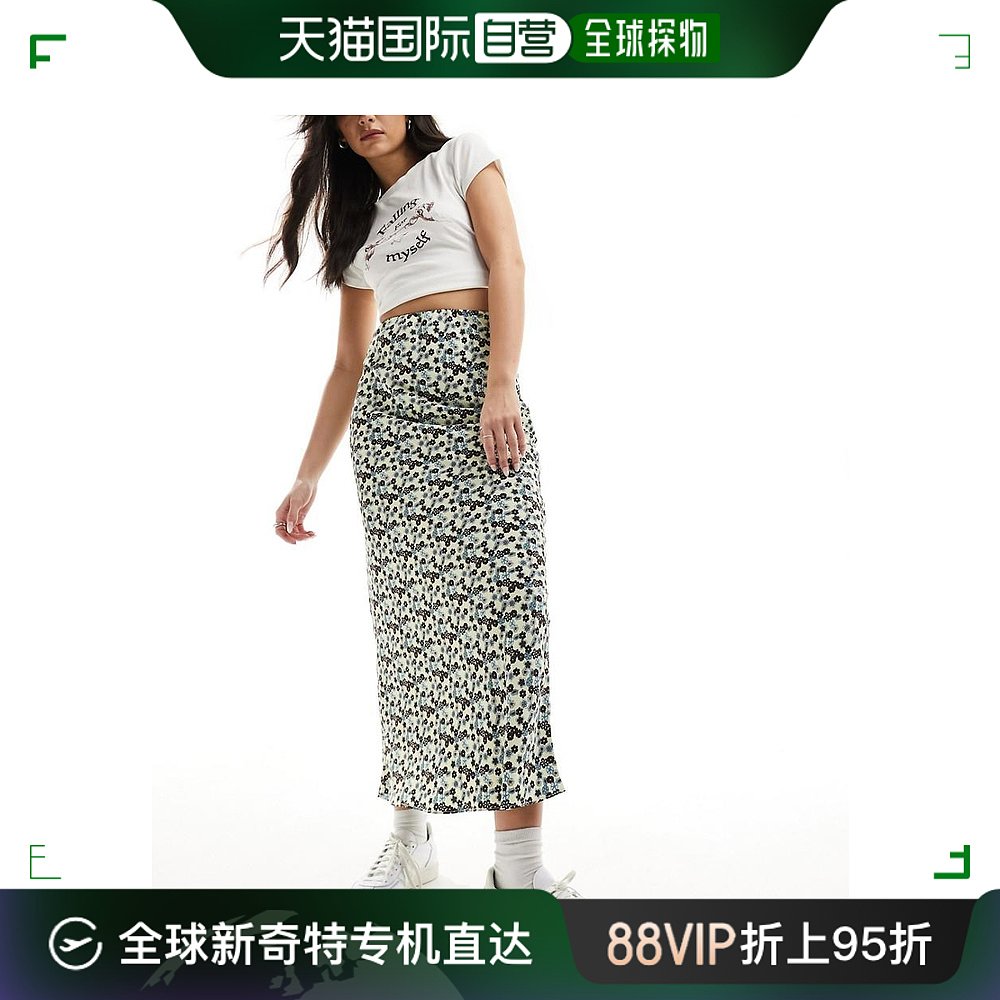 香港直邮潮奢 Glamorous 女士 长款连衣裙复古杂纹花朵半身裙
