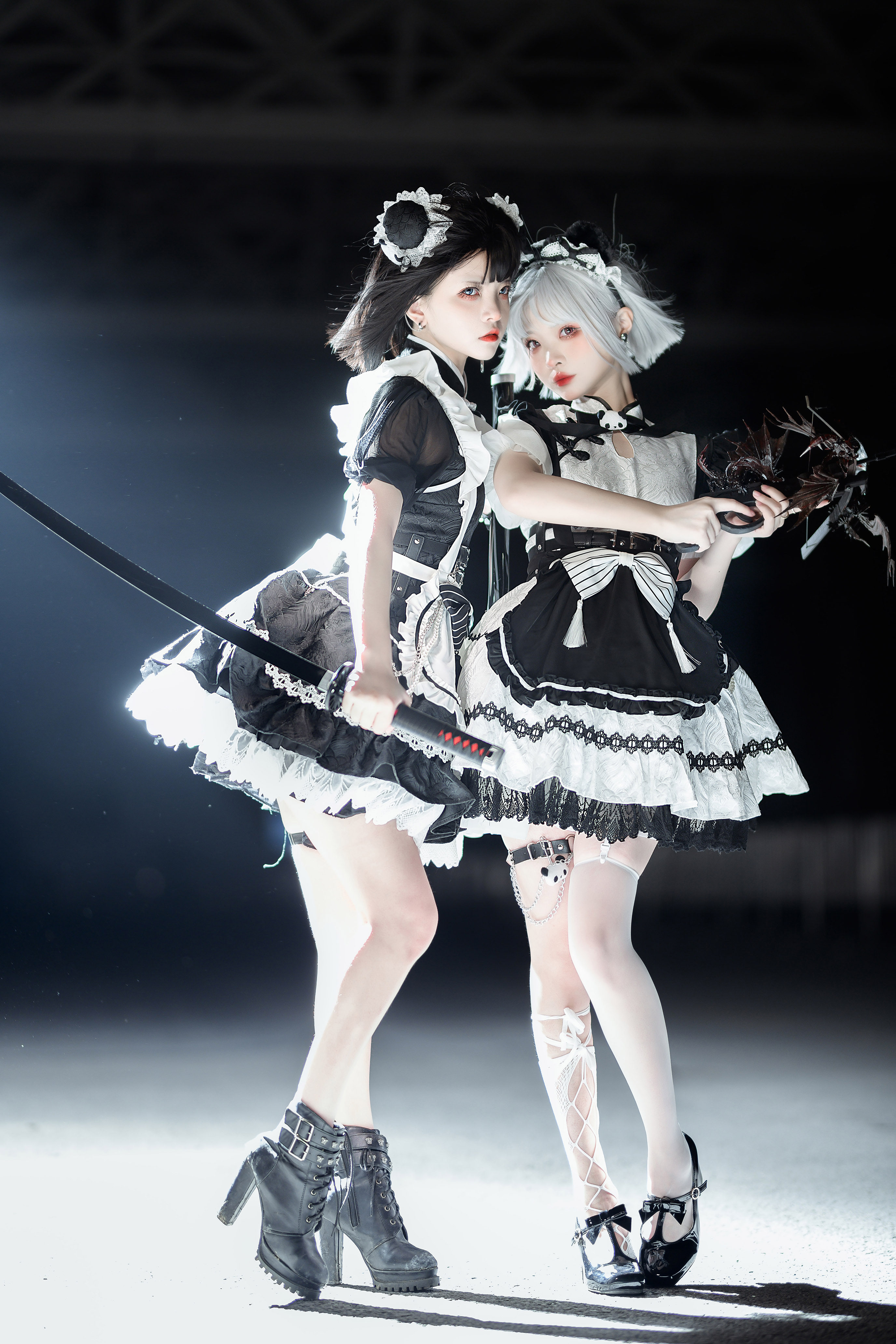 0女仆中华风纯色暗纹lolita