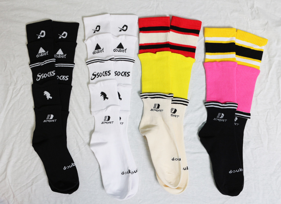 现货doublet多层袜口设计纯棉运动袜ins潮小腿袜男女情侣个性袜子