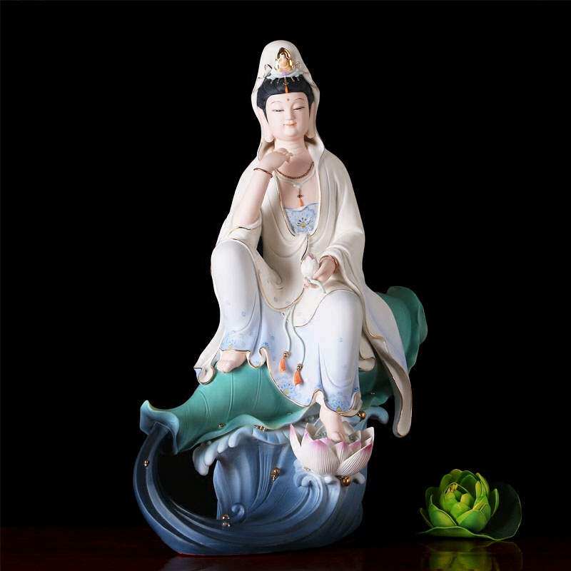 观音圆通佛具佛像德化陶瓷静观自在菩萨居家其他工艺饰品