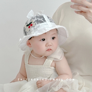 女宝宝帽子夏季薄款2024新款儿童渔夫帽婴儿夏款防晒帽凉帽遮阳帽