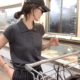 老钱风灰色针织短袖polo衫女夏季穿搭正肩修身短款翻领t恤上衣薄