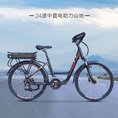 26寸博菲利中置电机锂电池长途爬坡碟刹电动助力续航250km山地车1