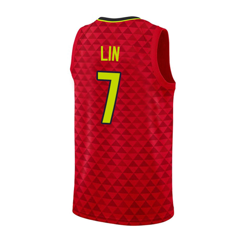 老鹰队7号林书豪球衣黑红篮球服新款