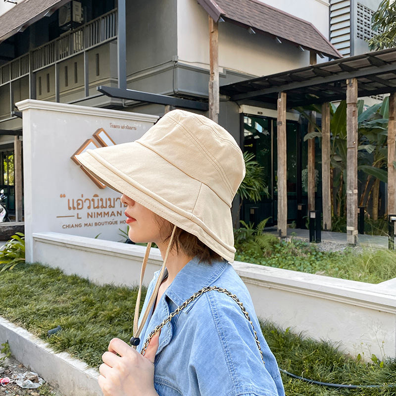 日系遮脸大沿渔夫帽子女夏chic韩版大檐百搭遮阳帽文艺防晒盆帽潮